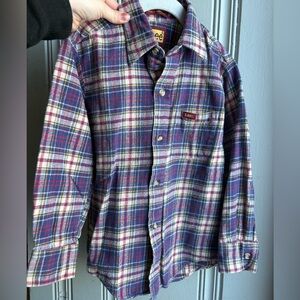 Vintage Lee Boys 8 Blue and Red Plaid Flannel Button Down Shirt